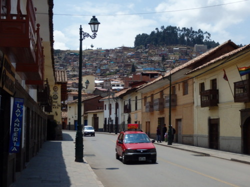 Walking uphill to the main plaza.